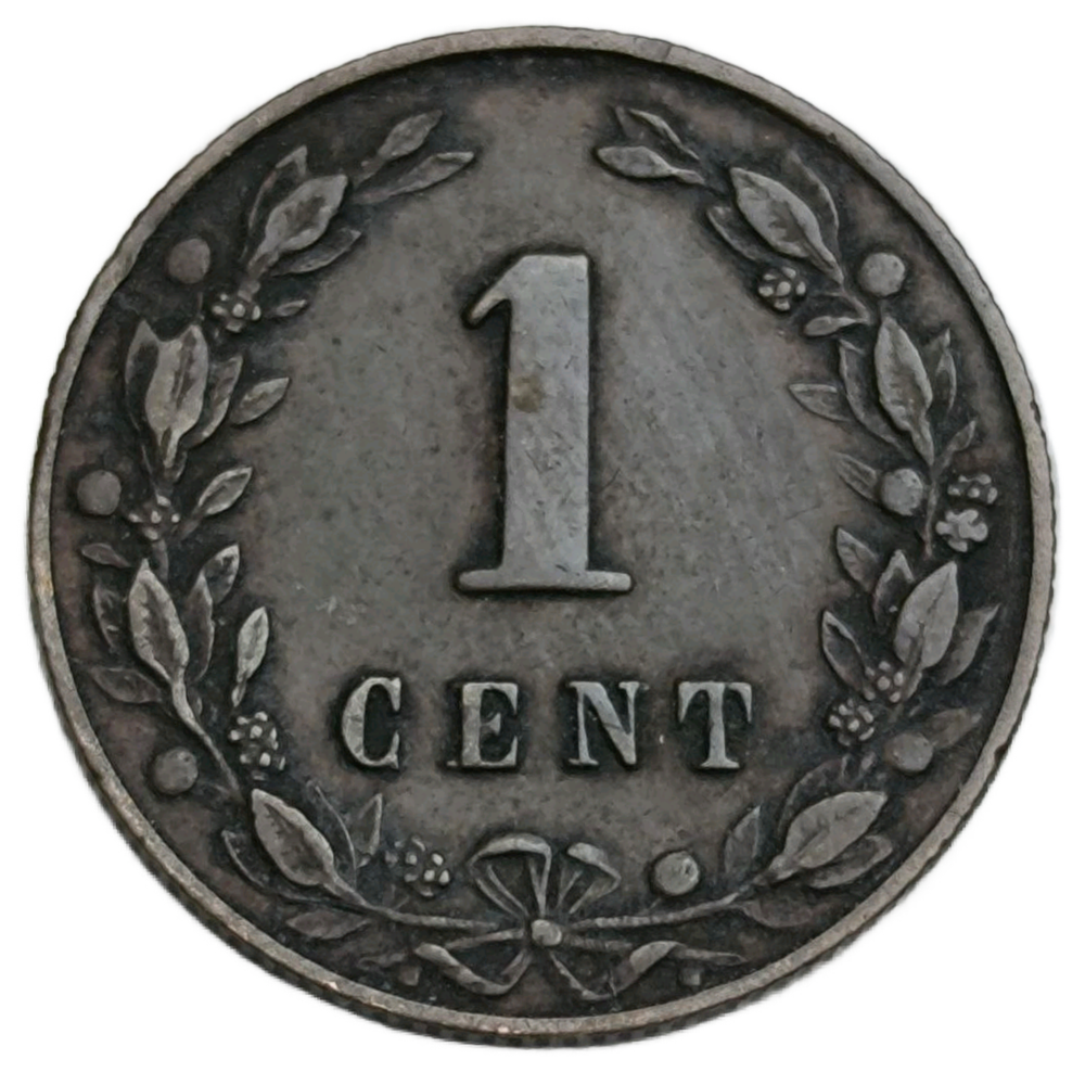 Монета 1 цент (cent) 1880 год Нидерланды