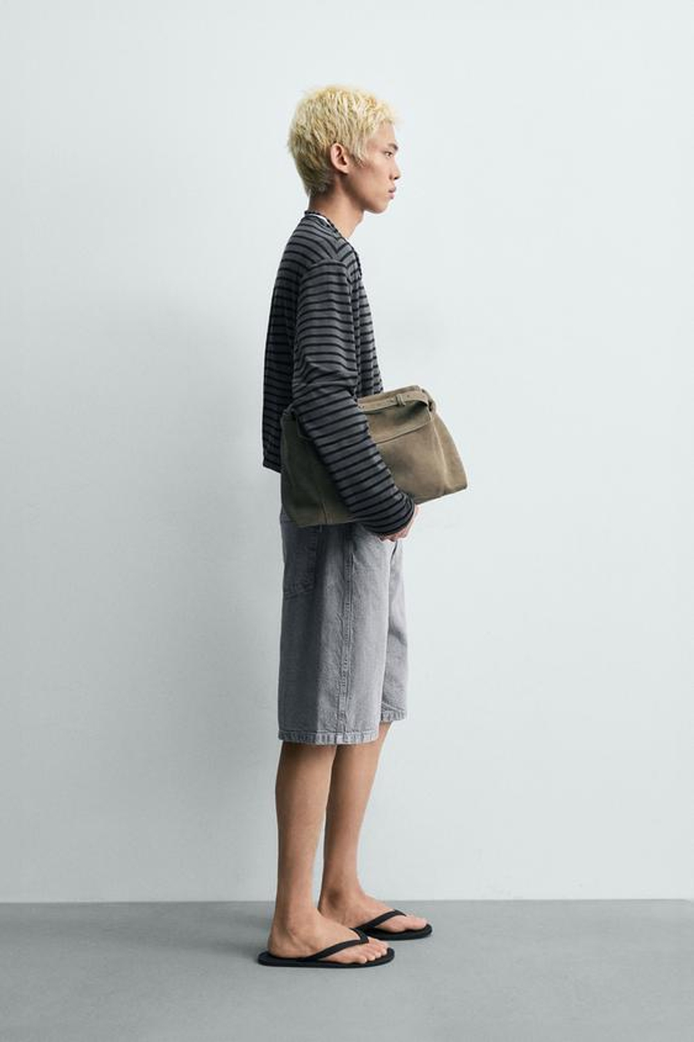 ZARA ШОРТЫ BAGGY FIT, ЛИНЯЛЫЙ СИНИЙ