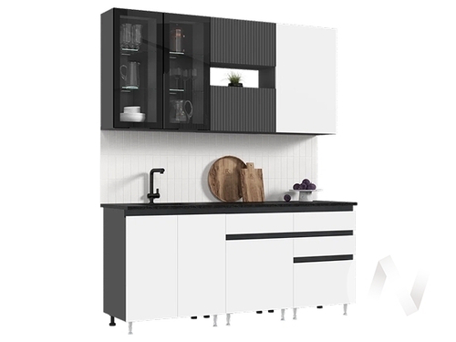 Кухня Техно-6 2;0м (графит/белый снег софт; графит софт/кастилло темный)