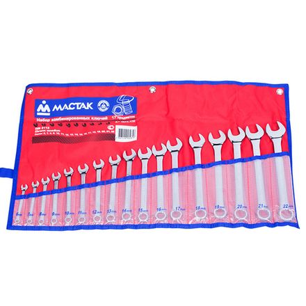 Цена на МАСТАК (0211-17P) Набор комбинированных ключей, 6-22 мм, 17 предметов