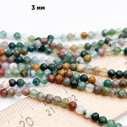 "Индийский агат" граненый бусины (халцедон), диаметр около 3,1-3,3 мм, цена за нить 38 см