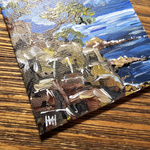 Магнит на холодильник "Сосны на Утесе", акрил, холст, 7,5х7,5см, лак, роспись