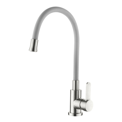 смеситель кухня LEDEME нерж.корпус, силикон.излив L74004-9