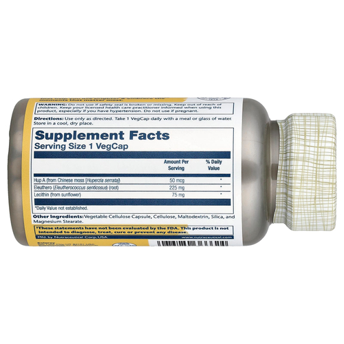 Solaray, Гуперзин А с элеутерококком, 60 капсул в растительной оболочке