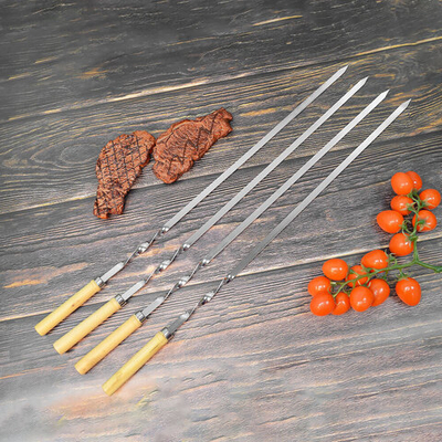 Набор шампуров с деревянными ручками, 4шт длина 60см, ширина 10мм