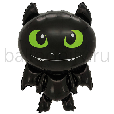 Шар (34''/86 см) Фигура, Любимый Дракон, Черный, 1 шт.