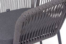 "Марсель" стул плетеный из роупа, каркас алюминий темно-серый (RAL7024) шагрень, роуп серый круглый, ткань темно-серая 027