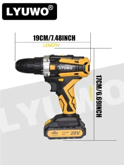 LYUWO Шуруповерт, 20В,21В, 40 Нм, 2 АКБ,LW-5012-20-C1