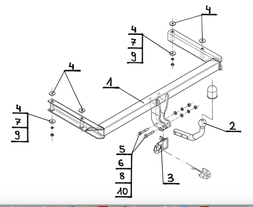 Фаркоп на Audi A6 седан, в т (паспорт и сертификат в комплекте)(без электрики) Steinhof.A-088