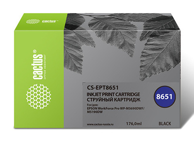 Картридж струйный Cactus CS-EPT8651 для Epson WF-M5190/M5690 черный