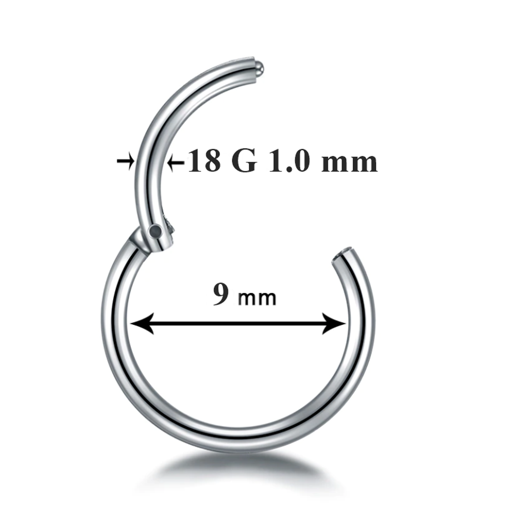 Кольцо-кликер с замком 9 мм толщиной 1 мм для пирсинга. Медицинская сталь