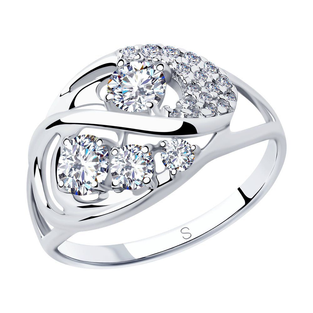 Серебряное кольцо с фианитами 19 размер