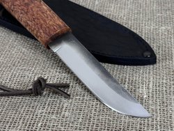 Нож шейный Ханты-Манси, рукоять мореная карельская берёза