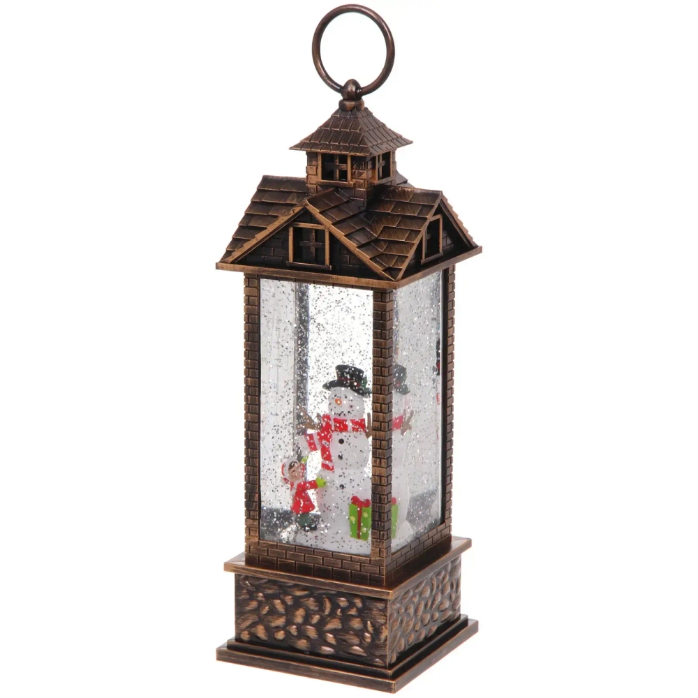 Сувенир с подсветкой «Волшебный снеговик» 10,5*10,5*30 см, мелодия, подсветка, эффект снегопада (работает от 3*АА, USB)