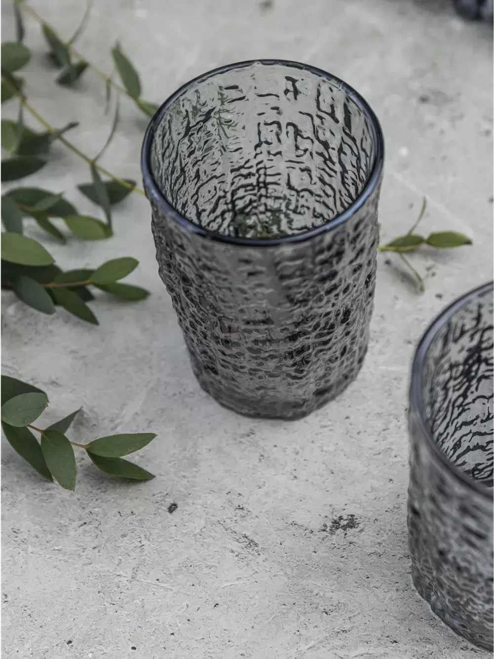 Набор стаканов с рельефным узором, 240 мл. 6 шт. Серые