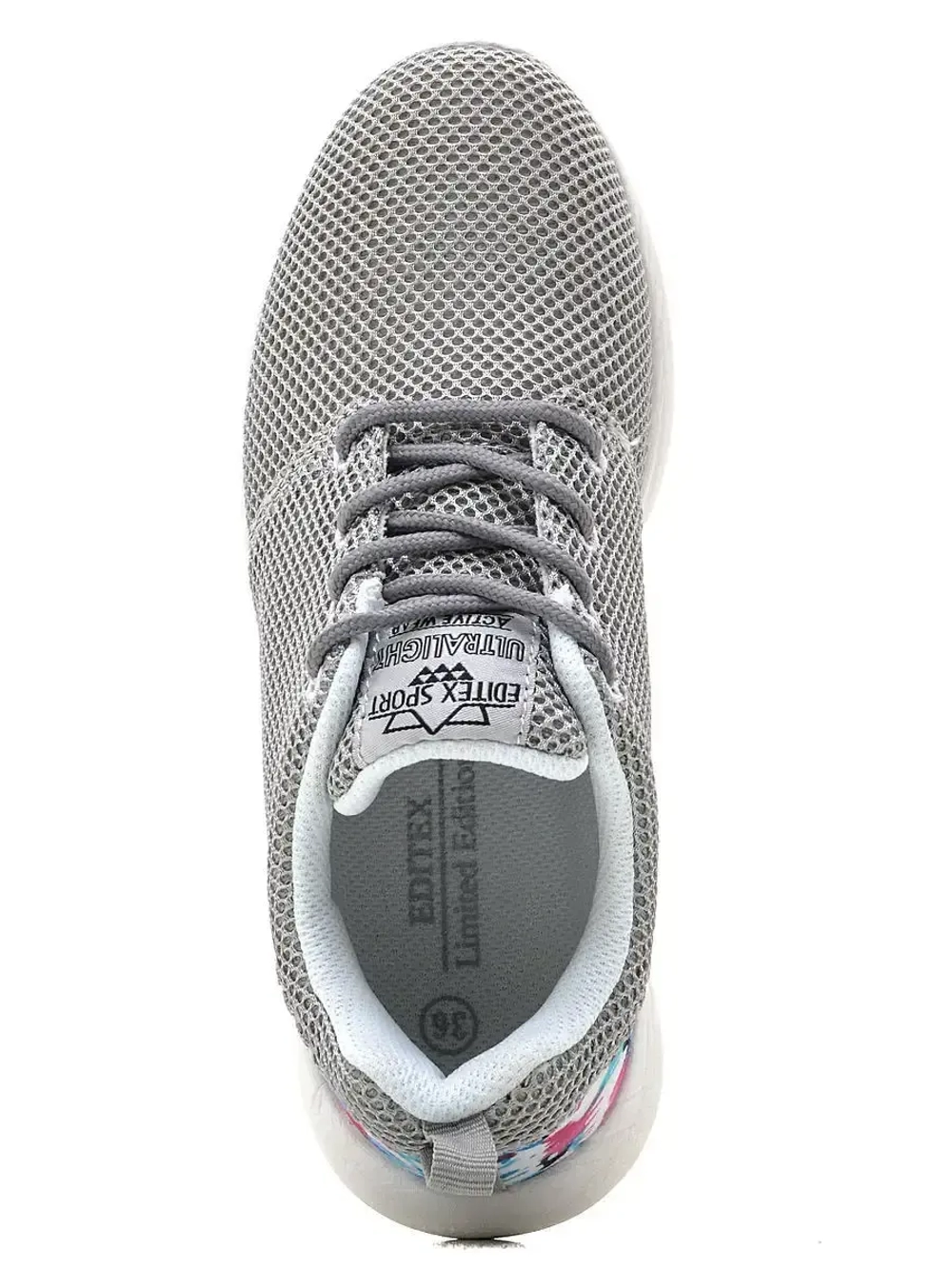 Кроссовки женские Editex с цветочным принтом (текстиль), Серый