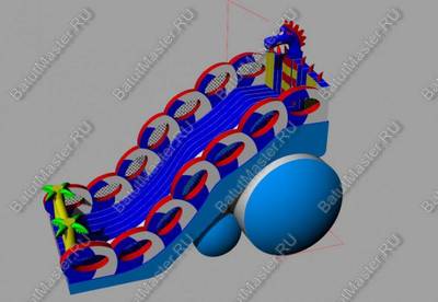 Коммерческий надувной батут-горка "Дракон" 16*8*11 м