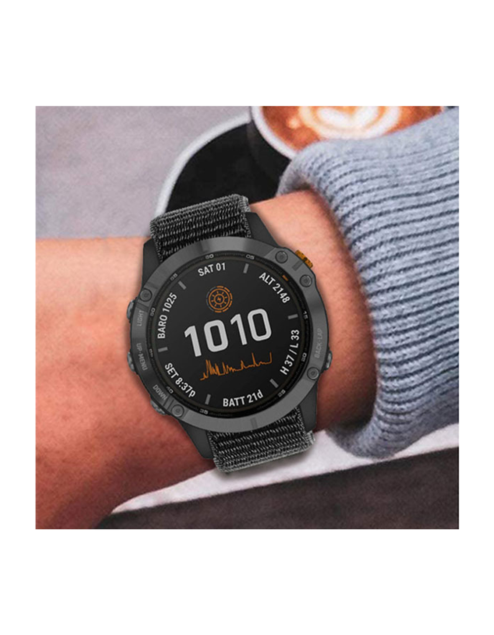 Нейлоновый ремешок NylonFit 26 мм для Garmin Fenix 7x, Fenix 6x, Fenix 5x, Fenix 5x plus, Fenix 3, Descent, Tactix, Enduro, D2 Серый