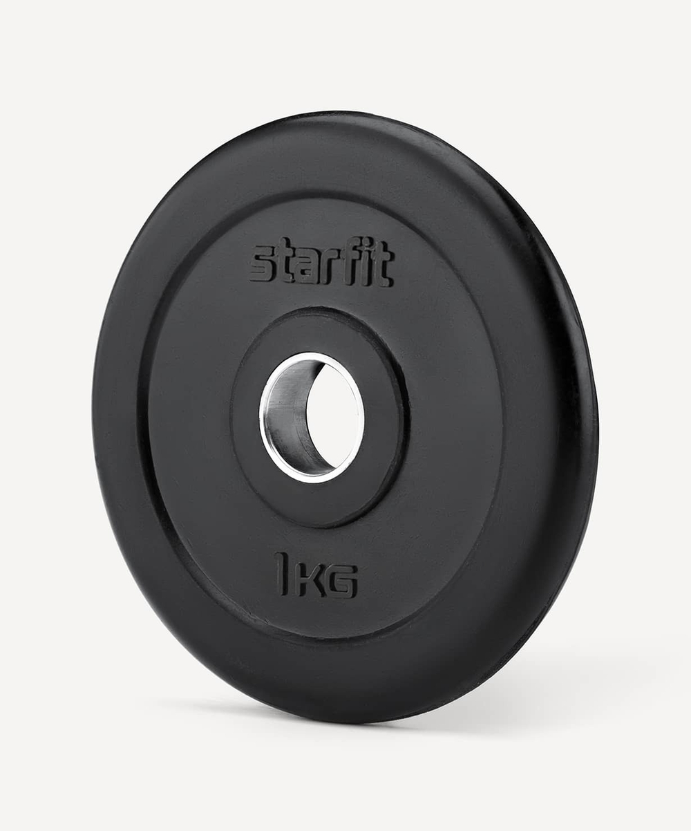 Диск обрезиненный BB-202 d=26 мм, стальная втулка, черный, 1 кг