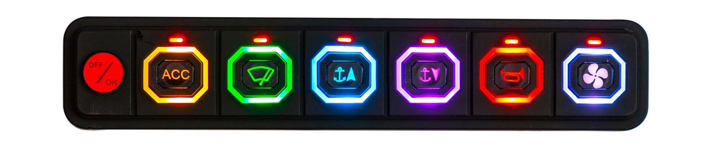 Панель управления (1 ряд, 6 кнопок, силикон, RGB), Marine Rocket