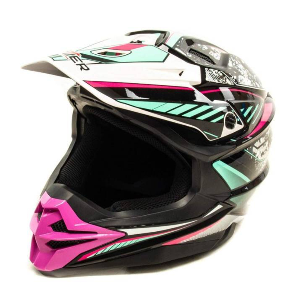Шлем мото кроссовый HIZER J6803 №5 (M) Black/neon fuchsia