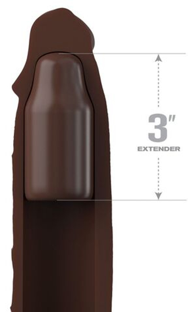 Коричневая насадка-удлинитель 3 Inch Silicone Mega X-tension - 22,9 см. (Цвет: коричневый)