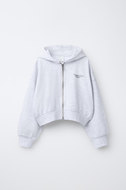 ZARA ХУДИ С РЕЛЬЕФНЫМ НАДПИСЬЮ, СЕРЫЙ МЕЛАНЖ