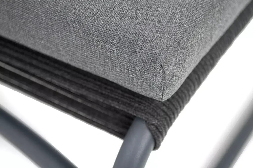 "Ането" пуф плетеный из роупа, каркас алюминий темно-серый (RAL7024) муар, роуп темно-серый круглый