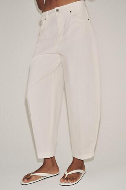 ZARA ДЖИНСЫ ZW COLLECTION BARREL С ВЫСОКОЙ ПОСАДКОЙ, БЕЛЫЙ
