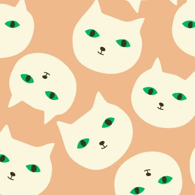 Нежный принт с зеленоглазыми кошечками