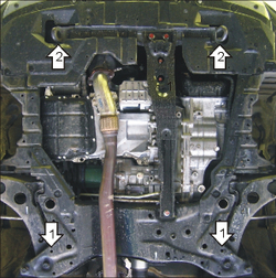 Усиленная защита Motodor картера двигателя, кпп. 2 мм, сталь. для Mitsubishi Outlander XL 2009-2012,Citroen C-Crosser 2007-2012,Peugeot 4007 2007-2012,Mitsubishi Outlander XL 2007-2009 арт.01324