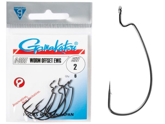 Крючки офсетные Gamakatsu WORM OFFSET EWG HOOKS BLACK разм. 02 6шт.