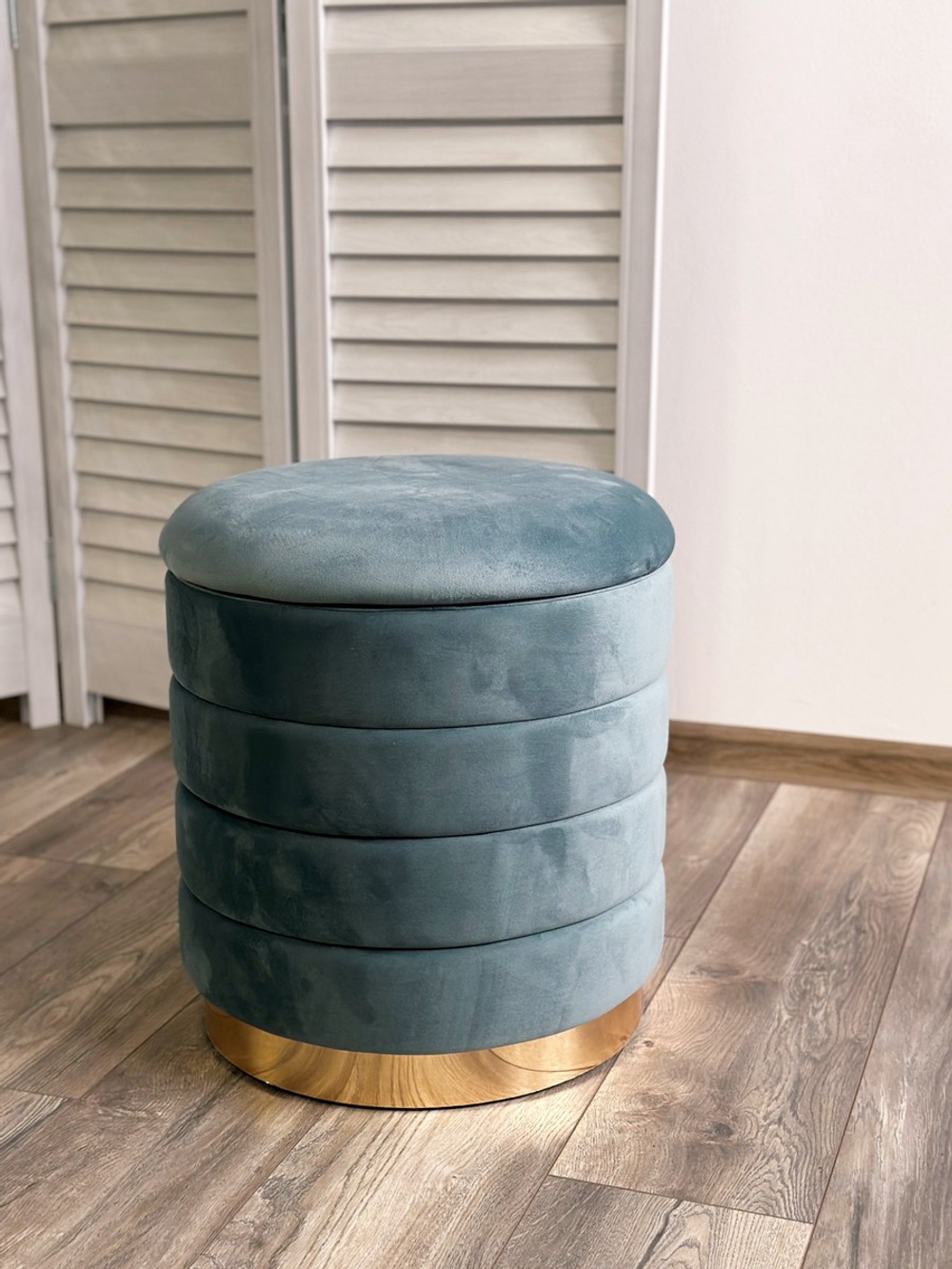 Пуф для гостиной М-City DISAUR Фред Бирюзовый Bm-88, Велюр, Золотой каркас