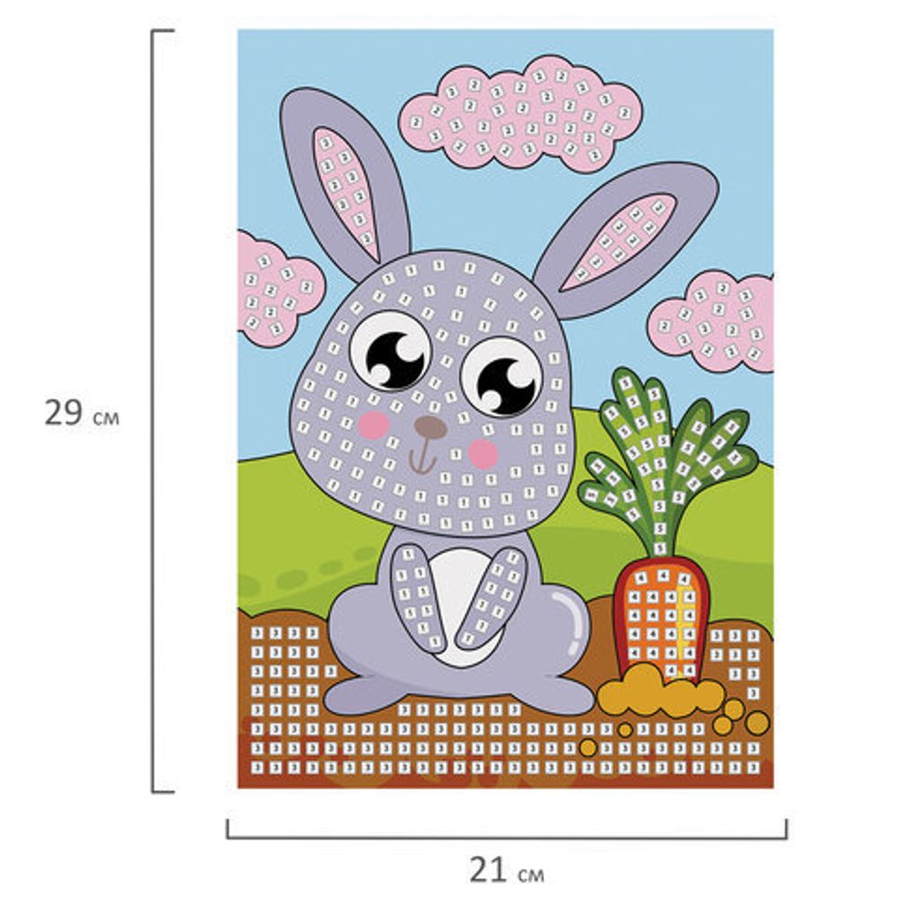 Набор для творчества "Сверкающая мозаика из мягкого пластика", "Зайчонок", 21х29 см, ЮНЛАНДИЯ, 662364