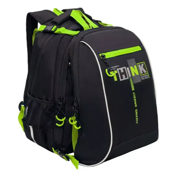 Çanta \ Bag \ RB-458-1 Рюкзак школьный с мешком (/3 черный - салатовый)