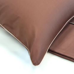 Постельное белье 2 спальное евро Сlaire&Caroll Lune коричневое с бежевым кантом