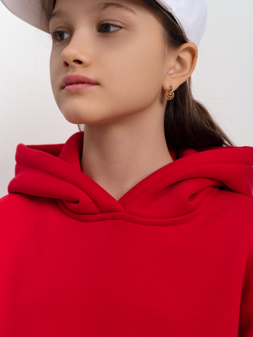 Толстовка с капюшоном для девочки  "Basic" красный