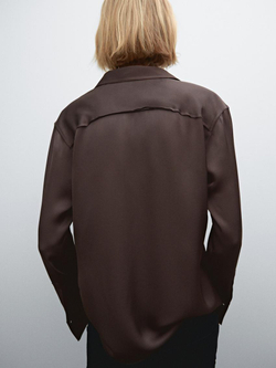 Massimo Dutti Рубашка из струящегося атласа, темно-гранатовый