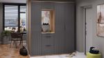 Прихожая с зеркалом комплект мебели Дуб Крафт золотой/Графит матовый 206х43х226 см
