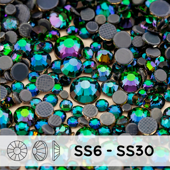 Стразы mix ss6-ss30 Green Flare