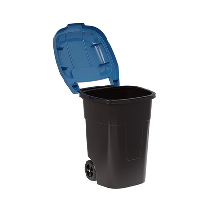 Бак для мусора Альтернатива, на колесах, 65 л, черно-синий