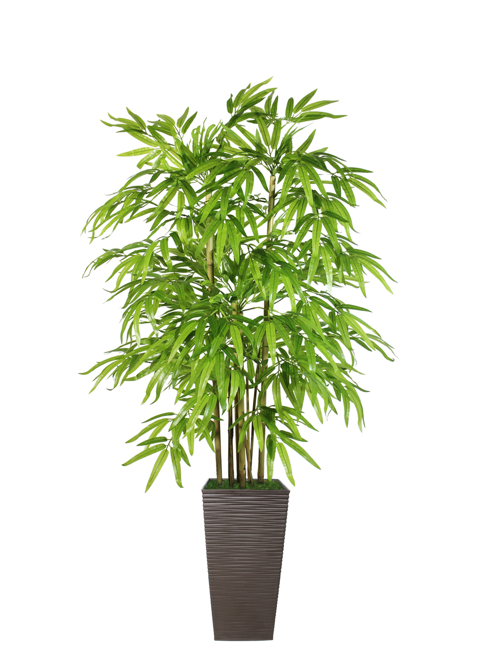 Искусственное растение Бамбук светлый 130 см в высоком коричневом кашпо 36 см