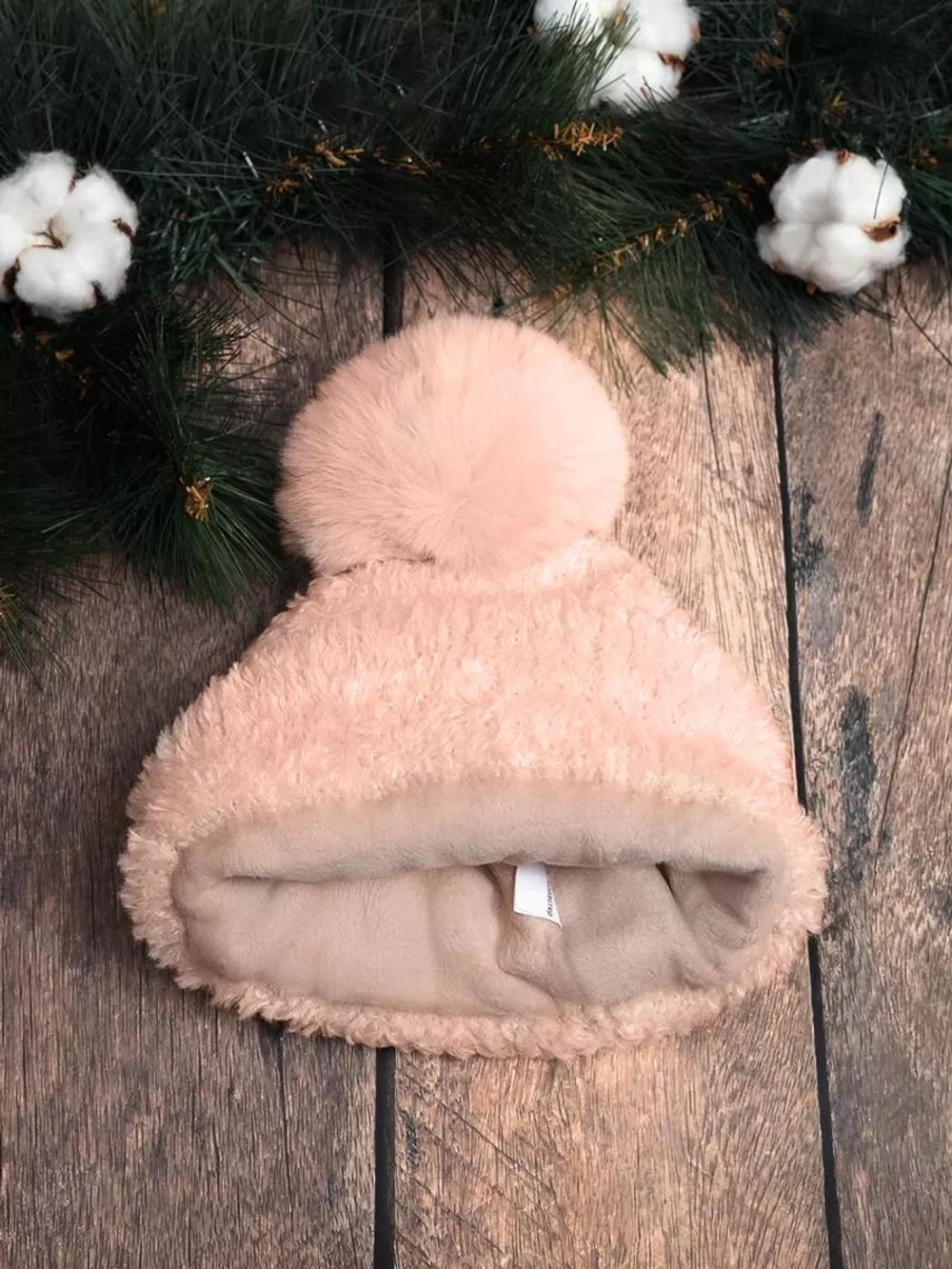 шапка зимняя с помпоном вязаная