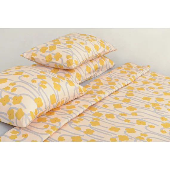 Набор из двух наволочек горчичного цвета с принтом "Полярный цветок", Scandinavian Touch, 50х70 см