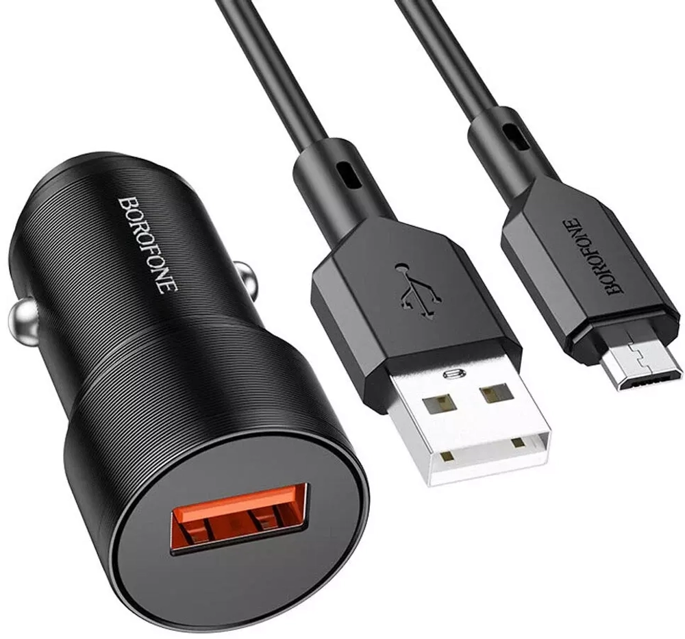 АЗУ с кабелем micro 1USB 3.0А Borofone BZ19A black