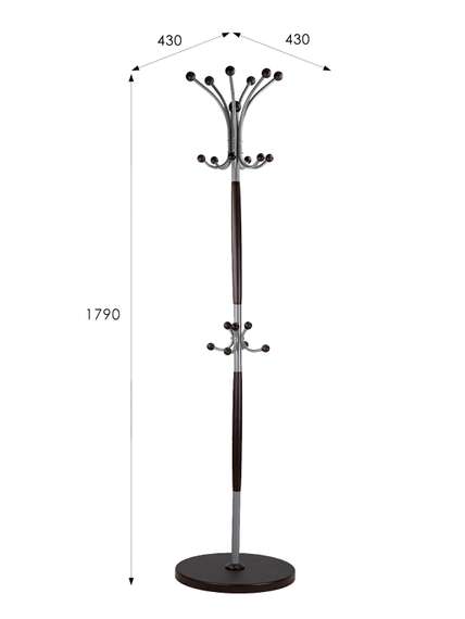 Вешалка напольная Д 1 металлик/ венге