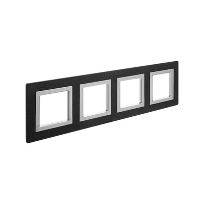 Рамка из алюминия, "Avanti", черная, 4 поста (8 мод.)