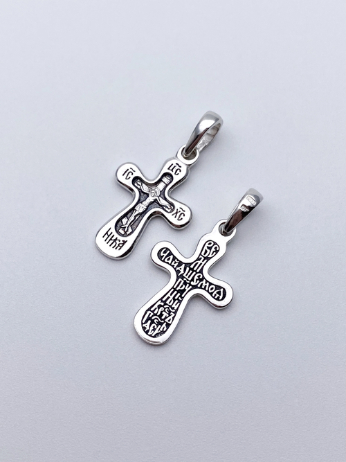 Крест из серебра/Чернение/С подвижным ухом