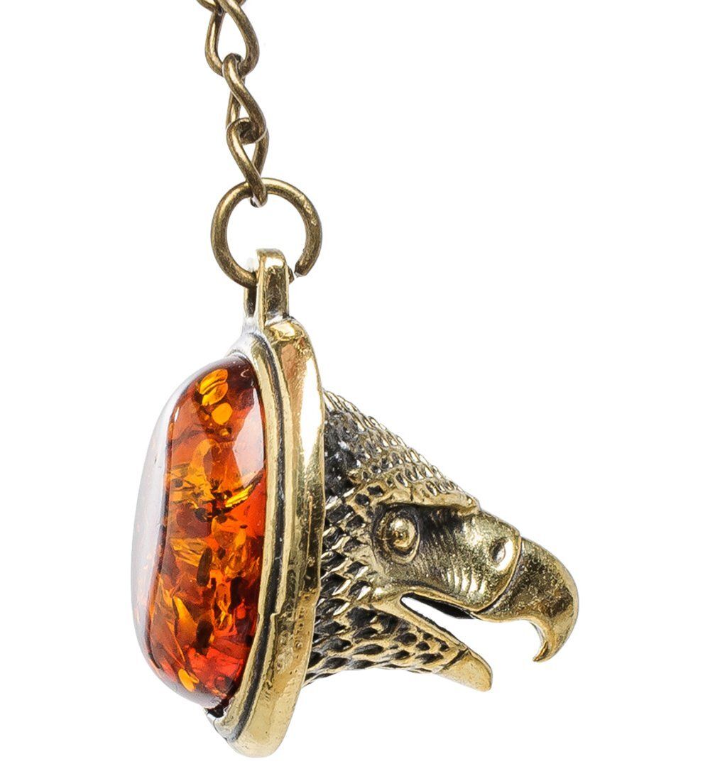 AM-1619 Брелок «Сокол» (латунь, янтарь)