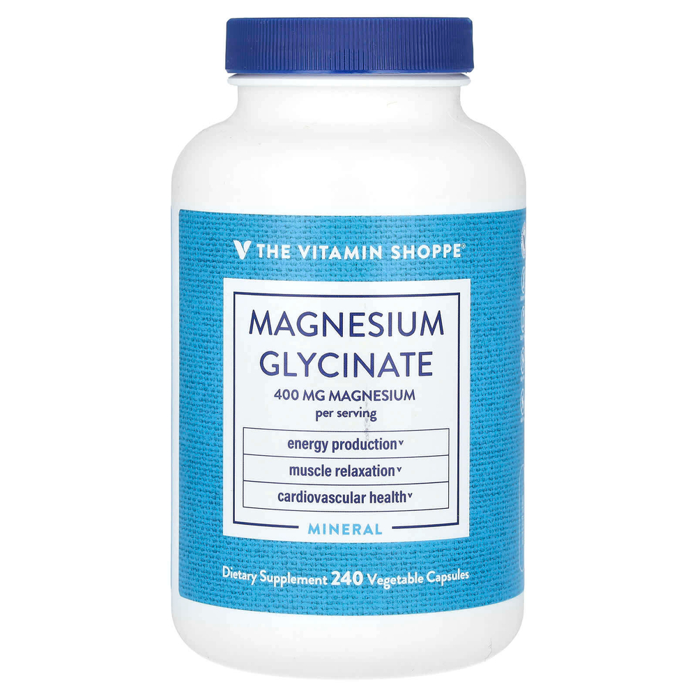 The Vitamin Shoppe, глицинат магния, 400 мг, 240 вегетарианских капсул (100 мг в 1 капсуле)